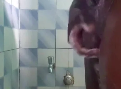 20y BBC Nasty Jerking off in His Shower Cleaning up His Cock