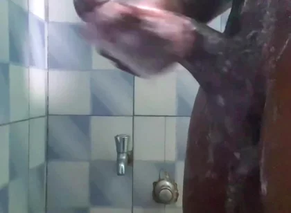 20y BBC Nasty Jerking off in His Shower Cleaning up His Cock