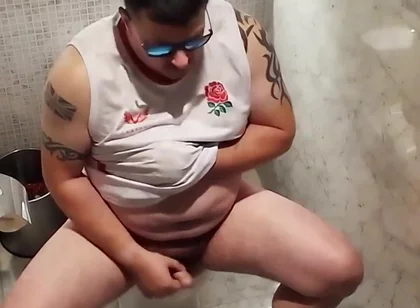 Toilet Cubicle Wank and Cum