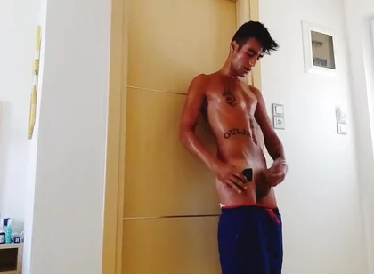 Roommate Is Showering Meanwhile I Cum in His Used Sock - Oily Body