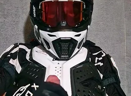 Horny Motocross Player Cumming on Boyfriend Helmet