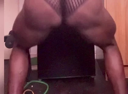 Fishnet Gear Squat & Wank Session