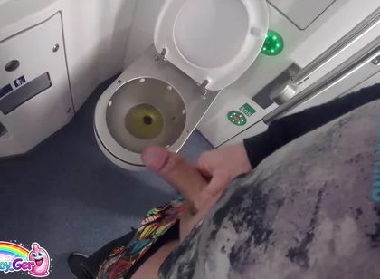 I Peed in the Toilet on the Moving Train and Then Jerked off My Thick Cock in Sexy Underwear. I Was About to Come