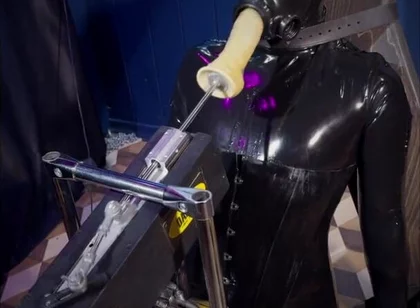 Rikki Gas Mask Session: Latex Suit, Sex Machine, Drooling & Full Restraint