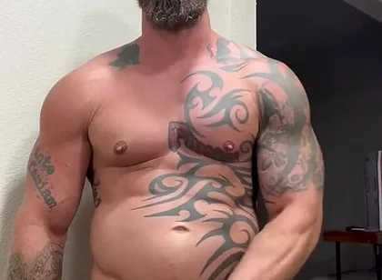 Tattooed Viking Flexes While Stroking for You