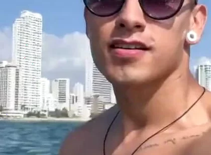 Tourist Exhibits Himself in a Jet Ski in the Sea on the Beaches of Cartagena