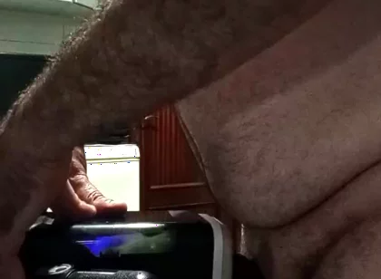 Handsome Mature Chubby with Big Fat Cock Fucking My Sex Machine Until I Cum Inside