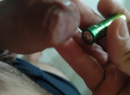 Inserting Electric Batteries Inside the Wet Dick