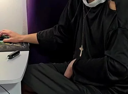Naughty Priest Gets Horny, Masturbates His Big Dick, and Experiences Orgasm for the First Time in Life