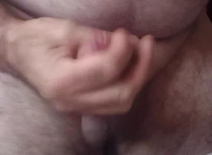 Handsome Mature Chubby with Big Fat Cock Masturbating with His Very Hard Cock Until He Cums a Lot