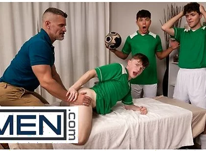 Jake Preston Gets An Unorthodox Massage From Landon Conrad That Ends With Hot Table Sex