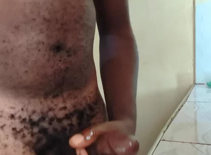 Solo Boyfriend Jerking His Hard Dick Early in the Morning and Released Load of Cum on the Kitchen Worktop