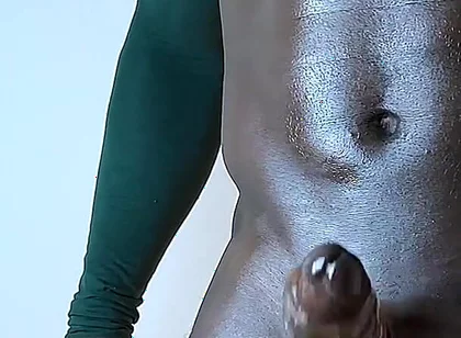 Muscular Black Monster Makes His Black Dick Cum Dripping