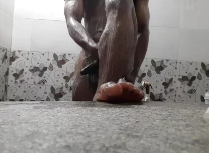 Horny Boy in the Bathroom Showering