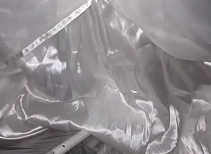 Cum Flows on Satin Wedding Dress