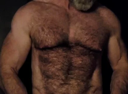 Hairy Muscle Bear Showing off