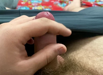 Big Hairy Guy Jerking off His Cock Before Going to Bed