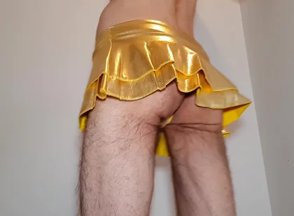 Golden Miniskirt -couldn't Wait- Try on