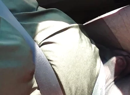 Nylonjunge Driving Car in Black Pantyhose