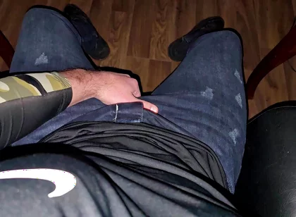 German Voice Growls From Boss Chair - Cock Throbbing, Red Boxer, Cum Explodes