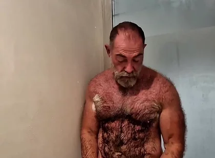 Hairy Muscle Stepdaddy Showering