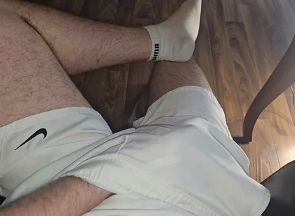 White Outfit Jerk off! Hot Stepdaddy Hardens Thick Cock & Makes It Cum