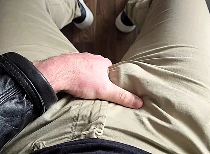 German Voice Humiliates You. Leather Jacket. Hard Cock Drips Precum. Red Calvin Klein Boxers