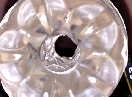 Close-up Cock in Tool for Masturbate Orgasm on Flash