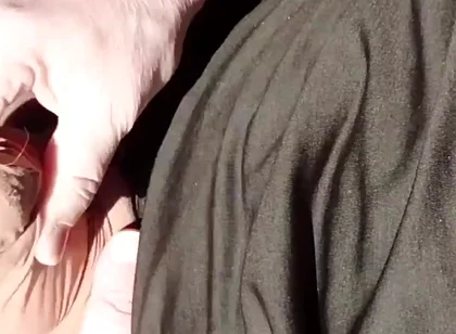 Horny Cumshot with the Door Open in the Car