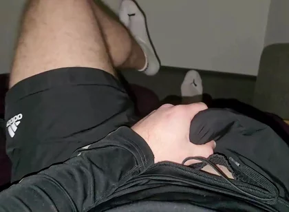 Sock Belly Jerk off! Hot Stepdaddy Shoots & Loads White Socks - Follow on X Phantomgentx