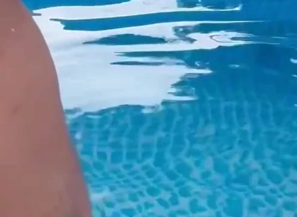Outdoor Poolside Attraction, Got Horny After Taking a Dip, Big Cock Cums All Over