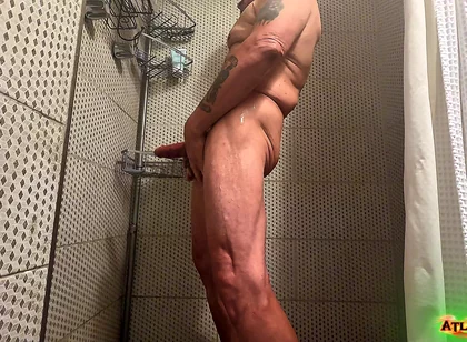Solo Shower Scene - Soaping up and Dropping Loads