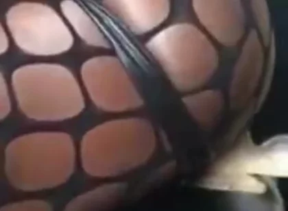 Fishnet Bodysuit Black Muscle Rides White Dildo