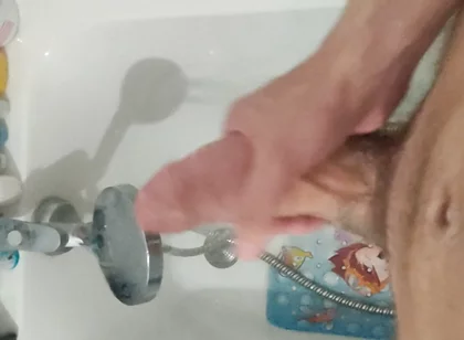 Jerking off a Big, Thick Cock in the Shower