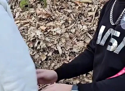 Outdoor Sex in the Woods with My Gay Slut - He Sucked Me Before Taking My Dick Bareback