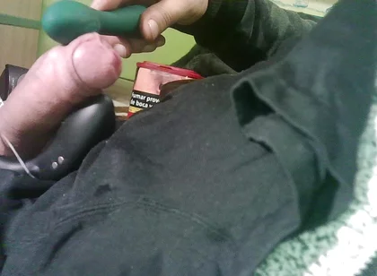 Double Toy Vibrating at the Tip Until Ejaculation