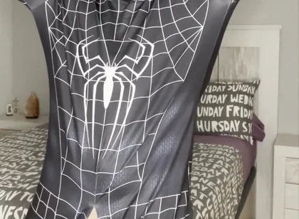 My Big Cock Dont Need Touch to Cum! Spiderman Cums
