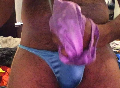 Satin Panties Wrapped Around My Throbbing Uncut Cock