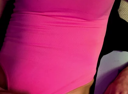 Cdmichelle Wearing Pink Bodysuit with Hard Nipples Cumming on Leg