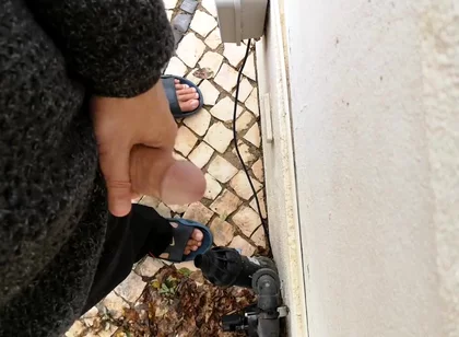 Guy Filming Himself Wanking Outside From Eye View Perspective