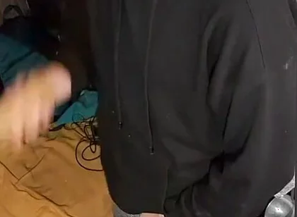 I Masturbate in Sweatpants, a Black Sweatshirt and Nike Sneakers