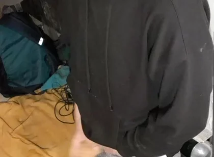 I Masturbate in Sweatpants, a Black Sweatshirt and Nike Sneakers