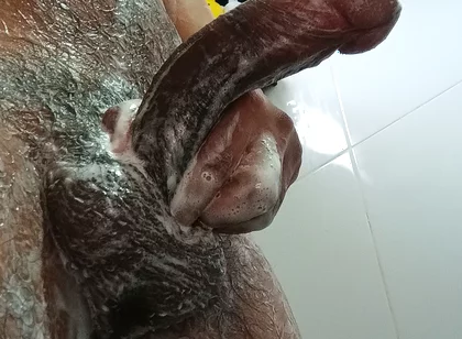 Stepdaddy Playing in the Shower with His Very Hard, Soapy Cock