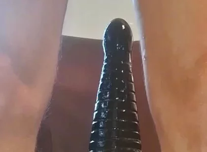 Extreme Solo Toy Session Close up Big Dildo