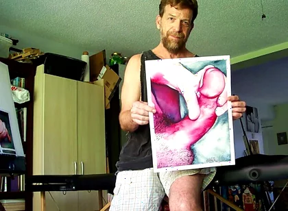 Hairyartist in Ripped Shorts During Art Studio Tour