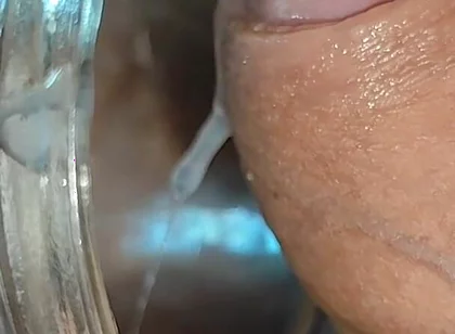 Manly Man Has Big Explosion of Cum in Mason Jar.