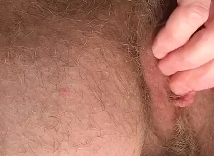 Close-up of Hairy Ftm Wanking, Cumming and Squirting