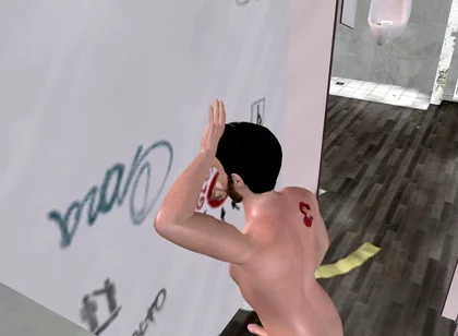Animated 3D Gay Porn - Handsome Man Sucking Dick Through Glory Hole in Men's Toilet