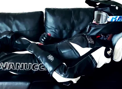 Rubber gloves biker jerking