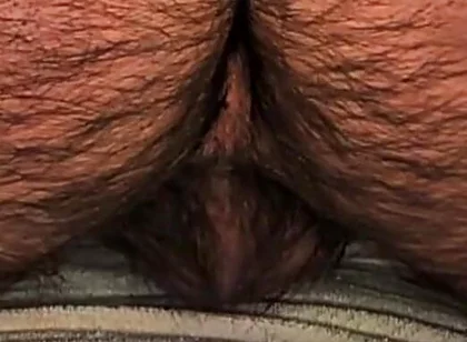 Close up Big Hairy Ass and Balls as He Fucks and Cums